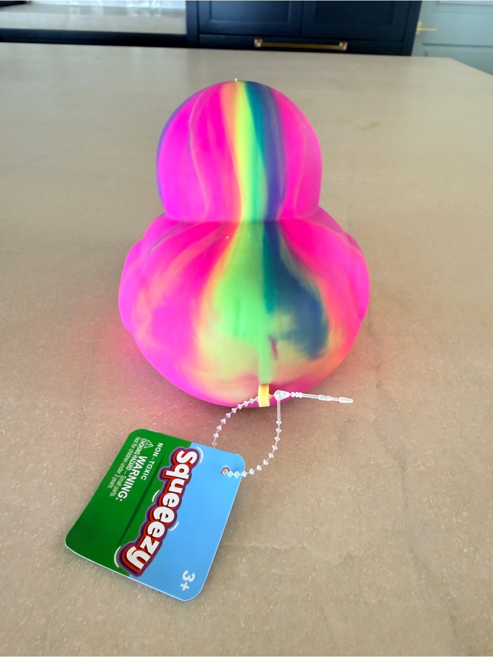 NWT Sunny Days Jumbo Squeezy Duck - Tie-Dye Pink/Rainbow - Picture 5 of 7